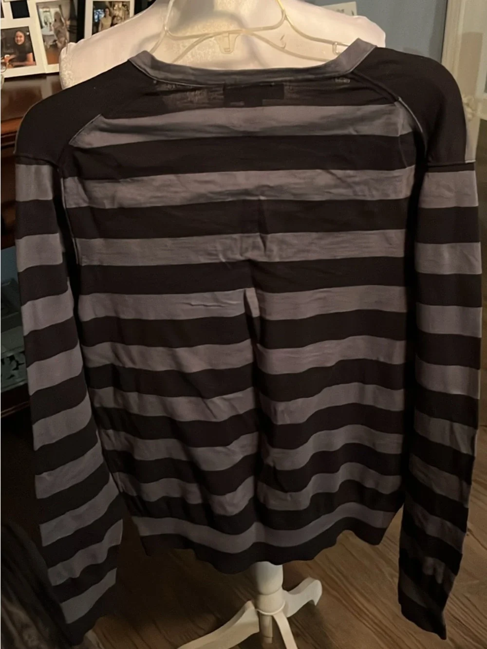 Banana Republic Men's V-Neck Striped Sweater in Black and Gray